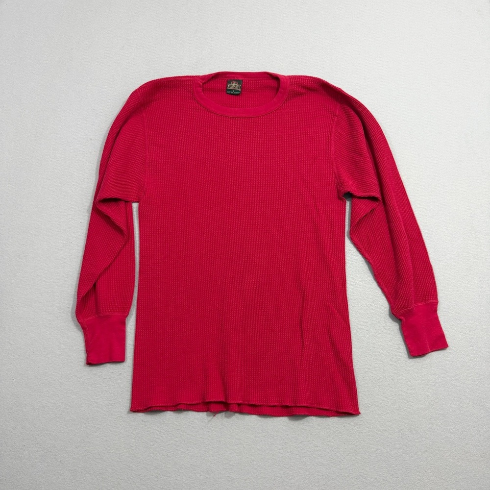 Vintage Greatland Thermal Long Sleeve Shirt Men's Large Red Waffle Knit 90s USA